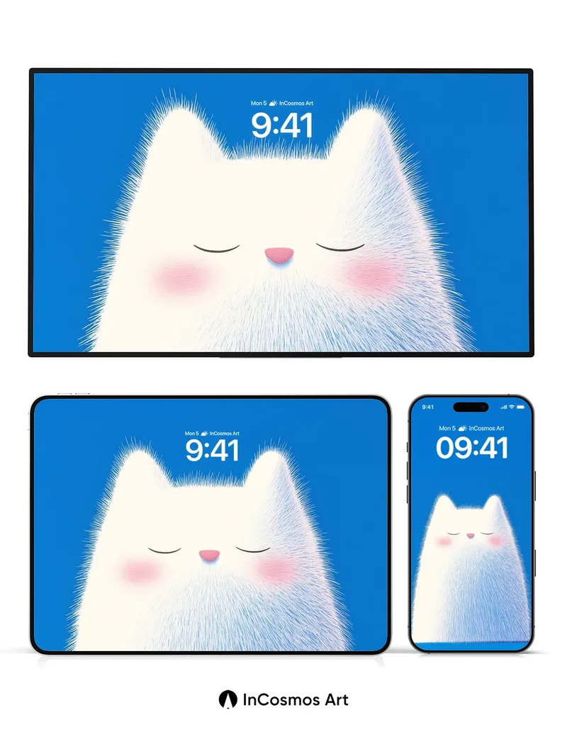 Serene Fluff Wallpaper with Closed Eyes