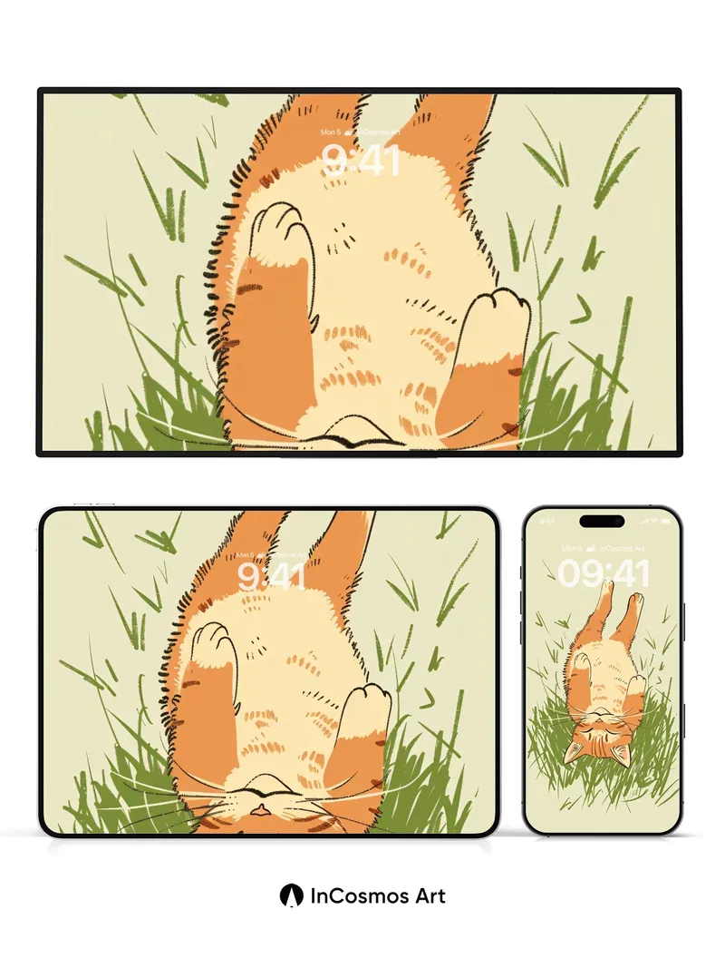 Serenity in Stripes Wallpaper with Grass Whispers