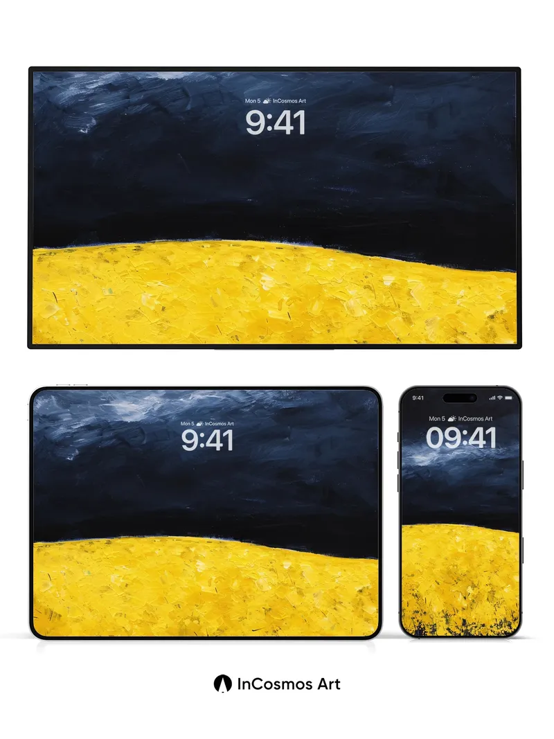 Storm-Whispered Field Wallpaper with Golden Hush