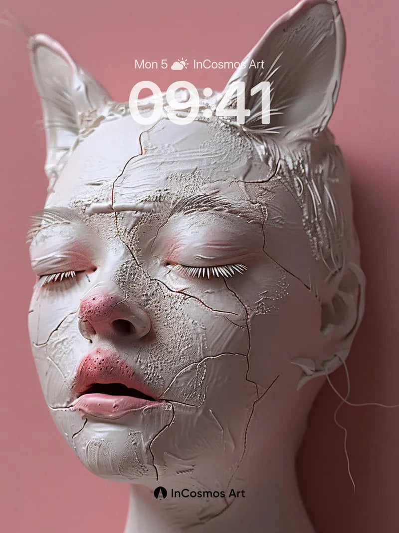 Cracked Porcelain Cat-Eared Wallpaper with Soft Light wallpaper for iPhone, iPad & Mac