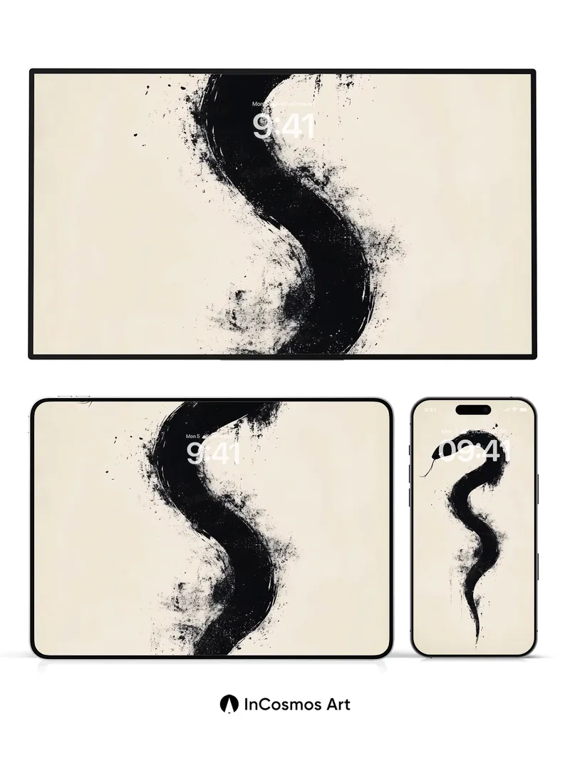 Ink Serpent Wallpaper with Brushstroke Flow