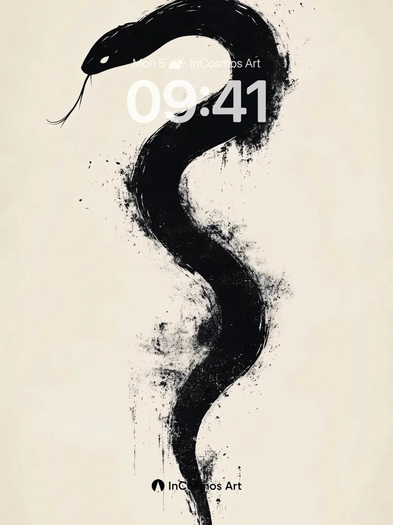 Ink Serpent Wallpaper with Brushstroke Flow