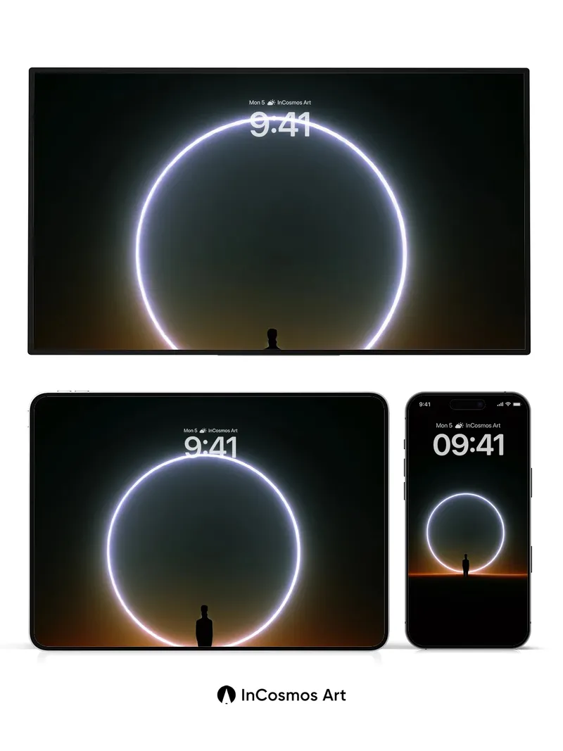 Silhouette Mirage Wallpaper with Neon Halo