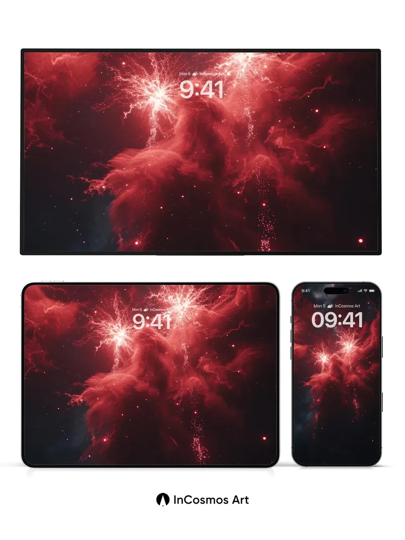 Crimson Nebula Wallpaper with Electric Veins