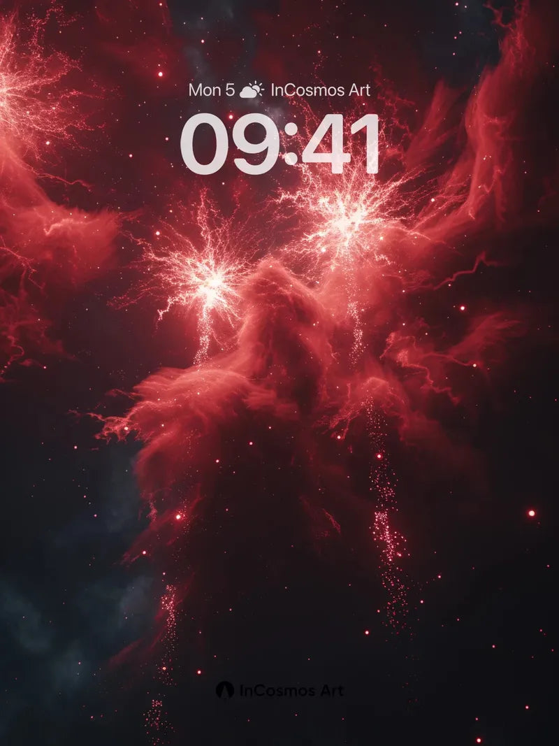 Crimson Nebula Wallpaper with Electric Veins