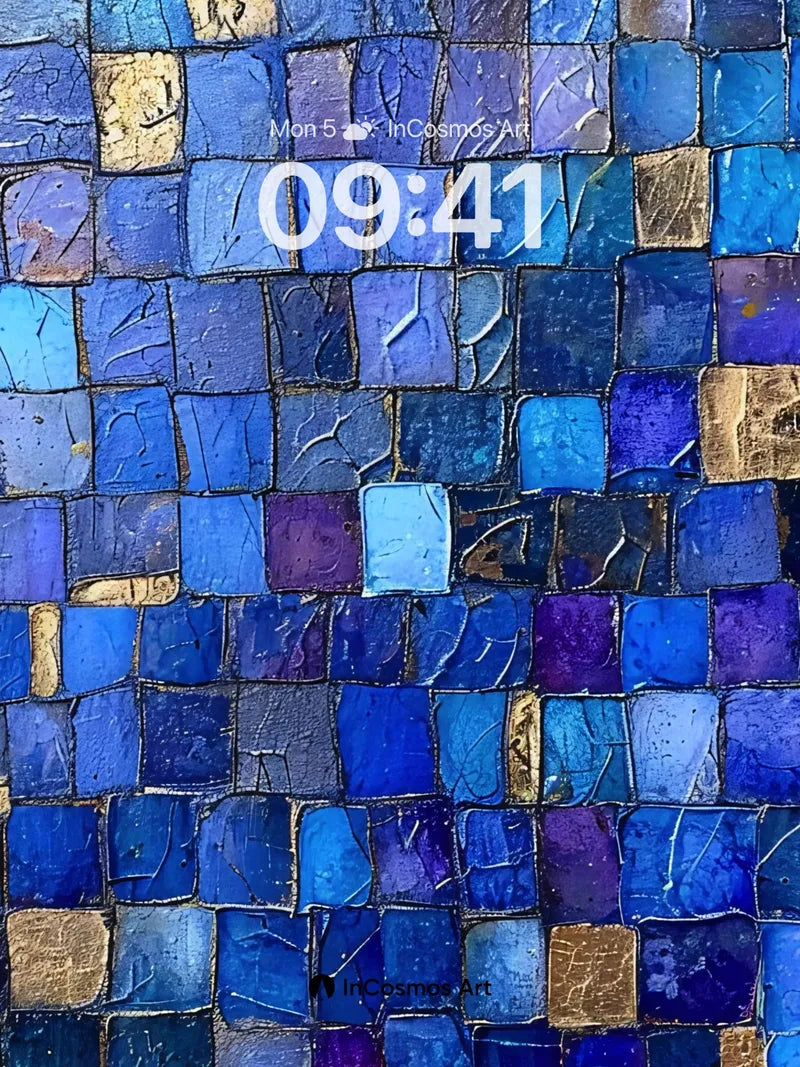 Cobalt Tapestry Wallpaper with Golden Accents wallpaper for iPhone, iPad & Mac