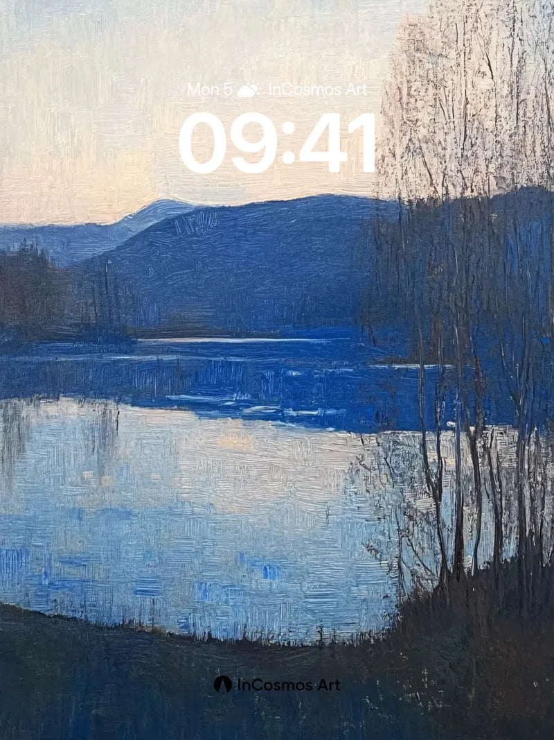 Calm Blue Reflection Wallpaper with Whispering Trees wallpaper for iPhone, iPad & Mac