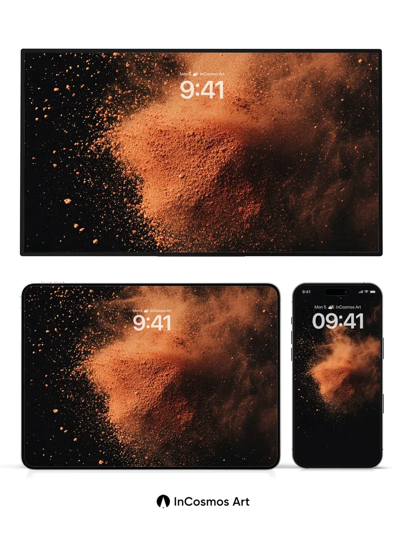 Crimson Dust Explosion Wallpaper with Cosmic Trails