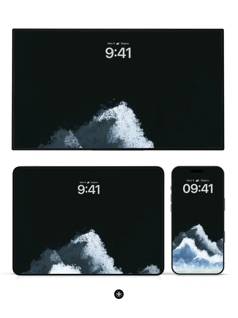 Serene Wave Motion AMOLED Black Wallpaper