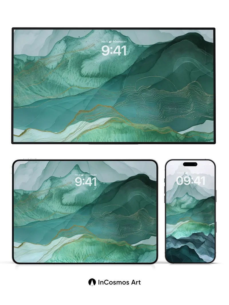 Serpentine Jade Wallpaper with Golden Veins