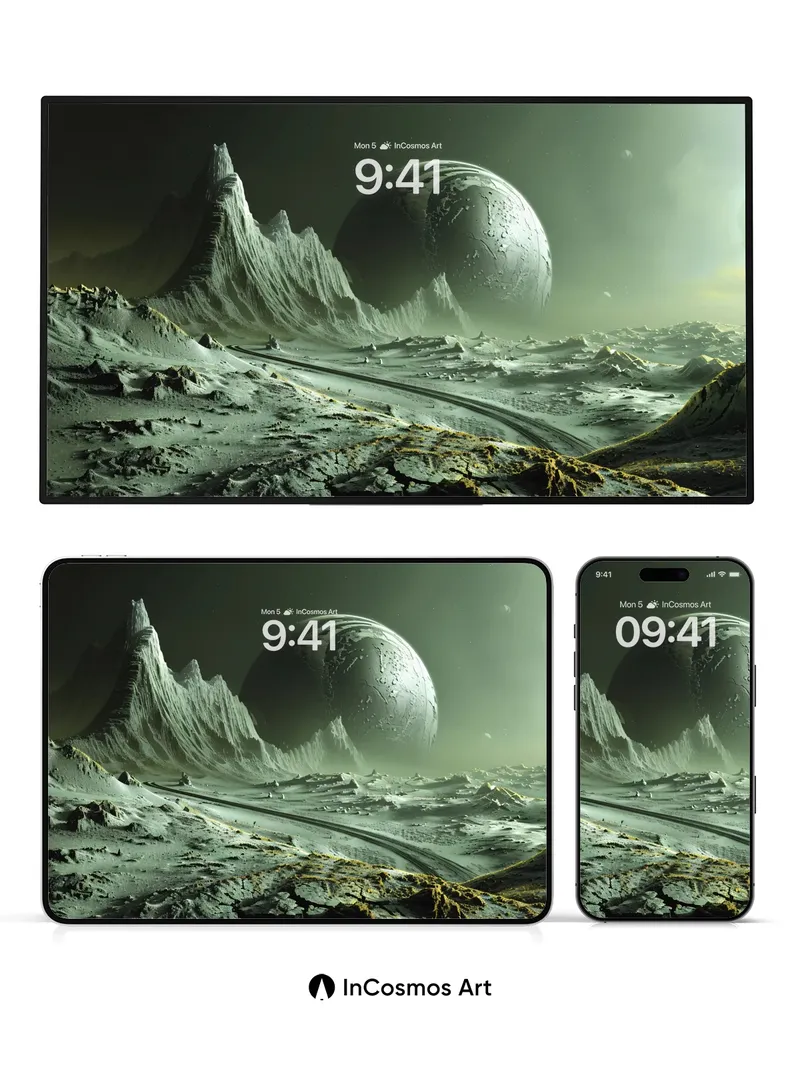 Lunar Echo Wallpaper with Frost-Carved Peaks