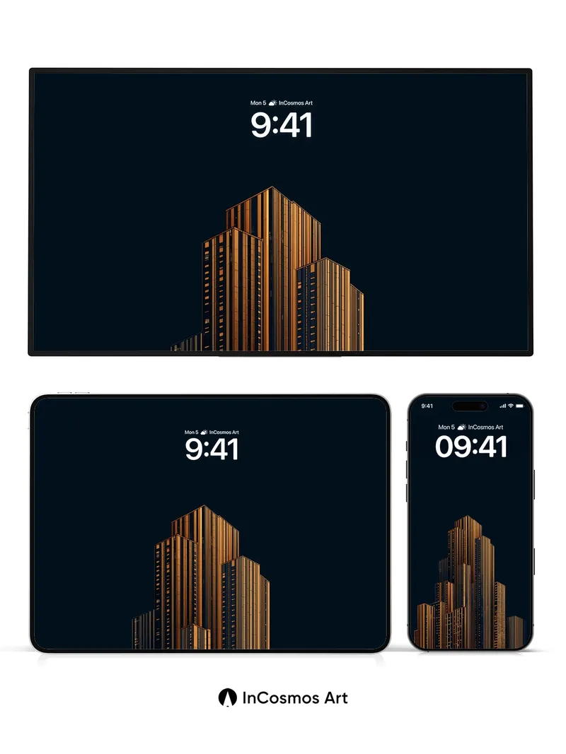 Nocturnal Spire Wallpaper with Golden Veins