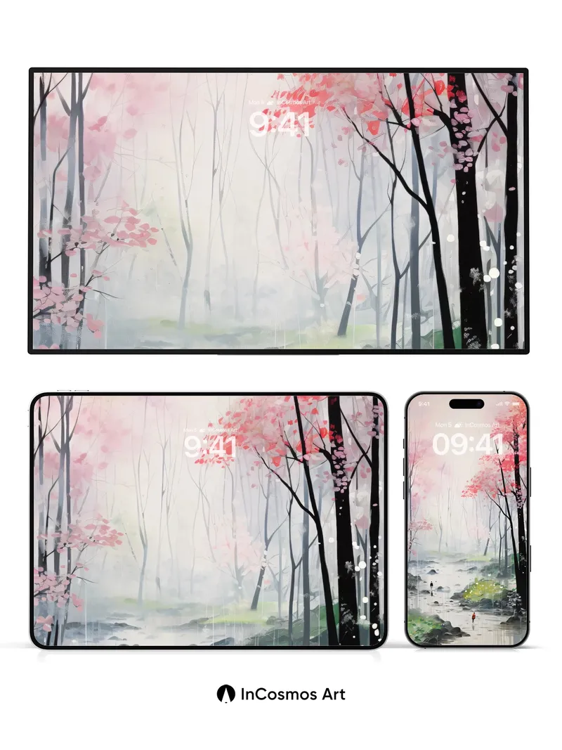 Misty Sakura Wallpaper with Whispering Paths