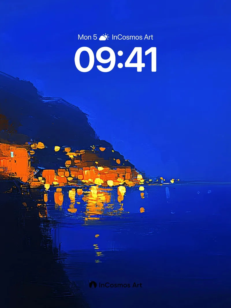 Midnight Glow Wallpaper with Reflective Lights wallpaper for iPhone, iPad & Mac