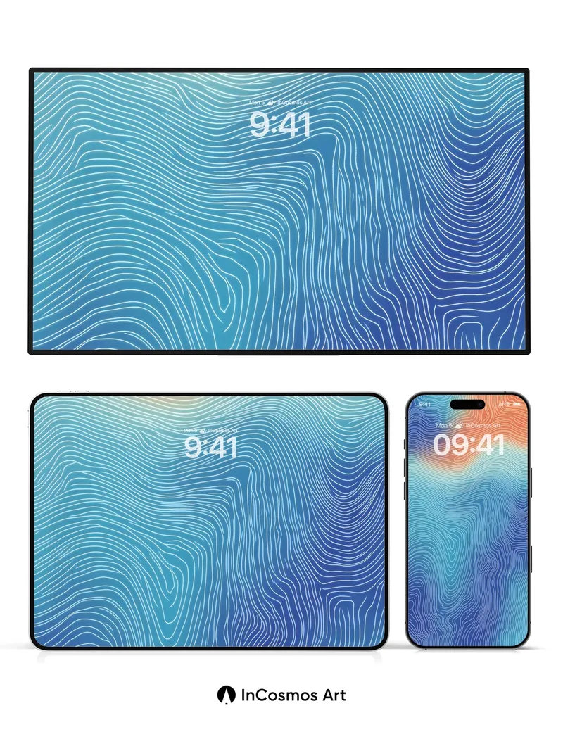 Serene Contour Wallpaper with Gradient Flow