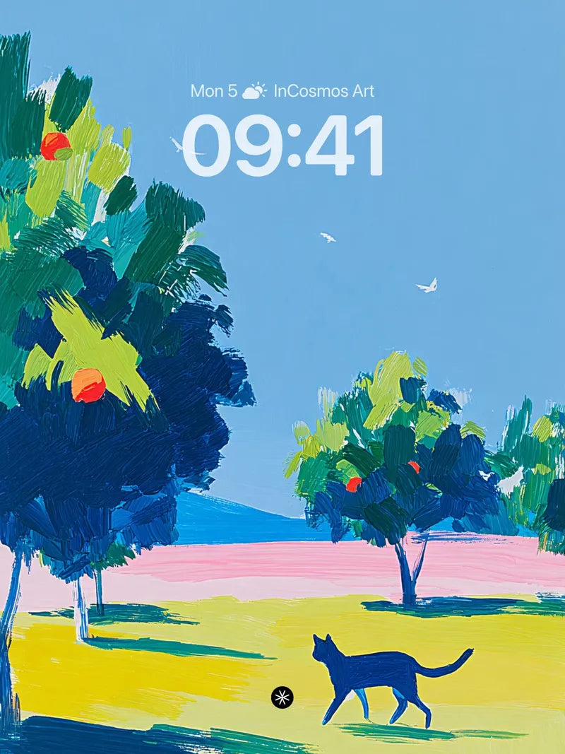Serene Summer Stroll Cat Wallpaper wallpaper for iPhone, iPad & Mac