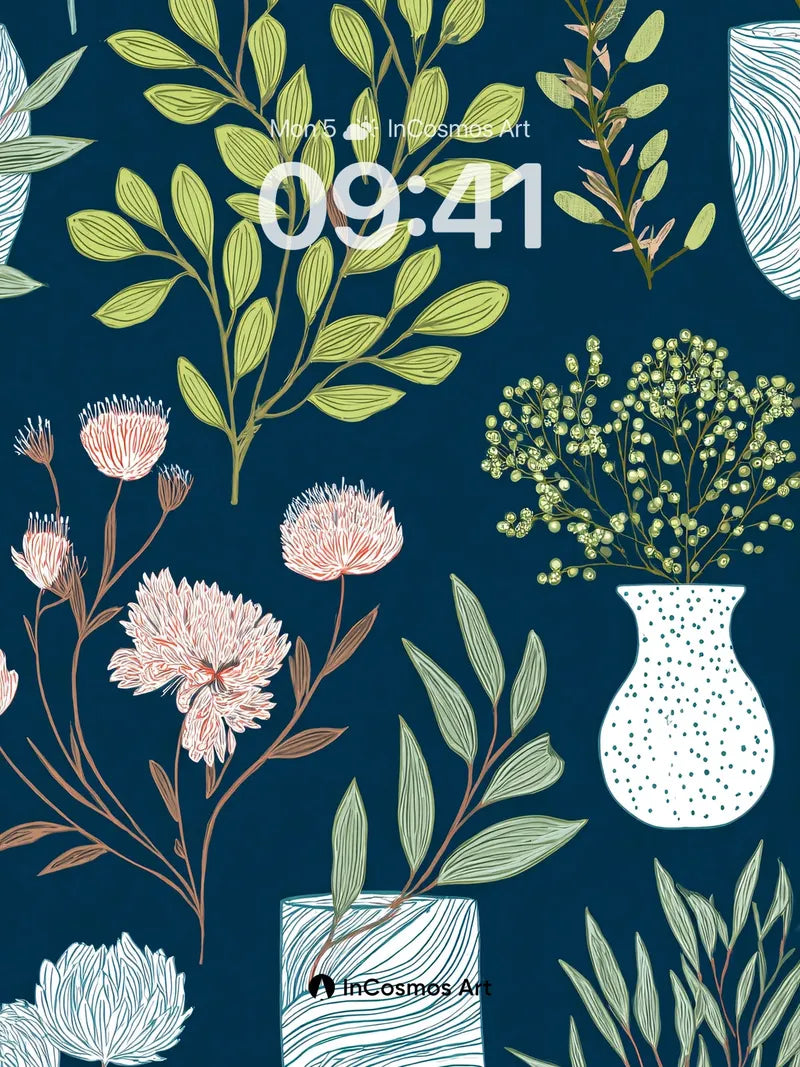 Nocturnal Garden Wallpaper with Whispering Vases wallpaper for iPhone, iPad & Mac