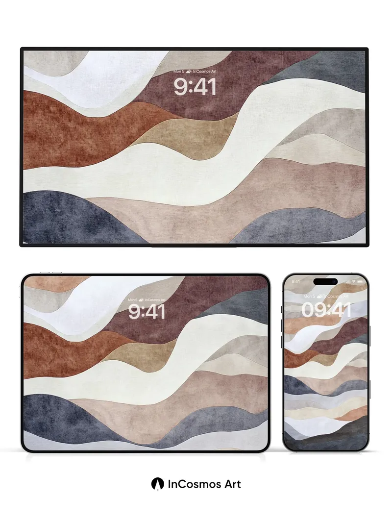 Earthy Flow Wallpaper with Textured Waves