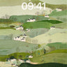 Serene Hillside Pastures Wallpaper in Layered Greens wallpaper for iPhone, iPad & Mac
