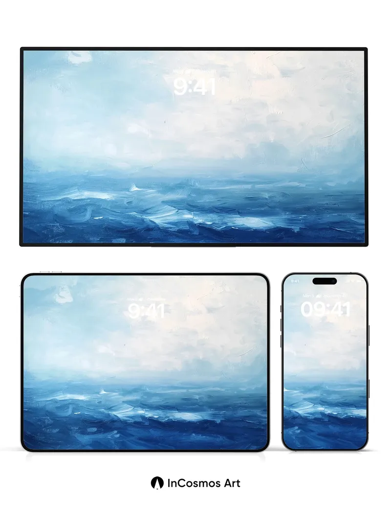 Serenity Ocean Wallpaper with Misty Horizon