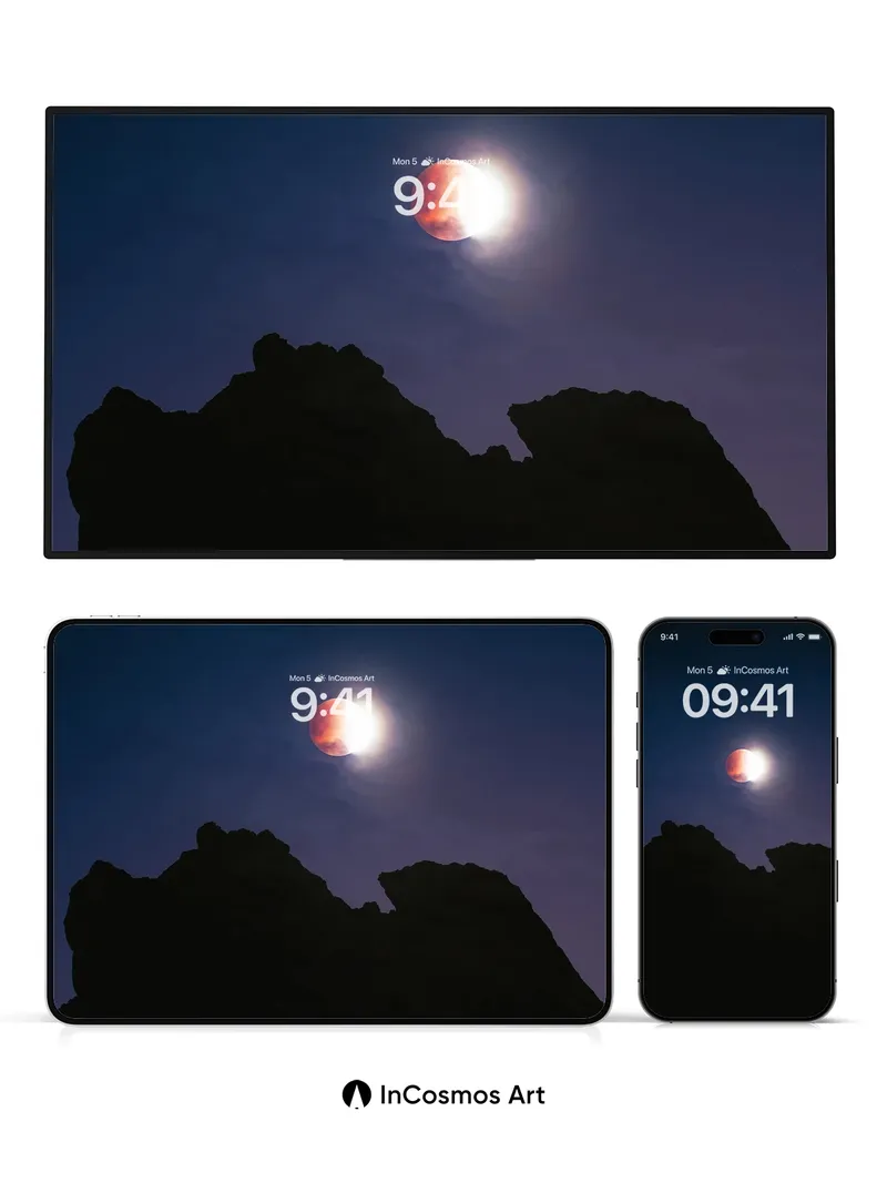 Crimson Eclipse Wallpaper with Shadowed Peaks