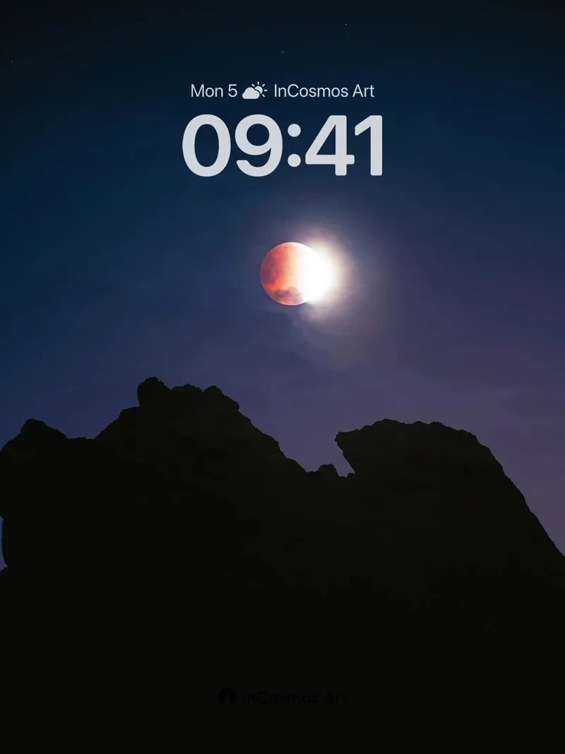 Crimson Eclipse Wallpaper with Shadowed Peaks