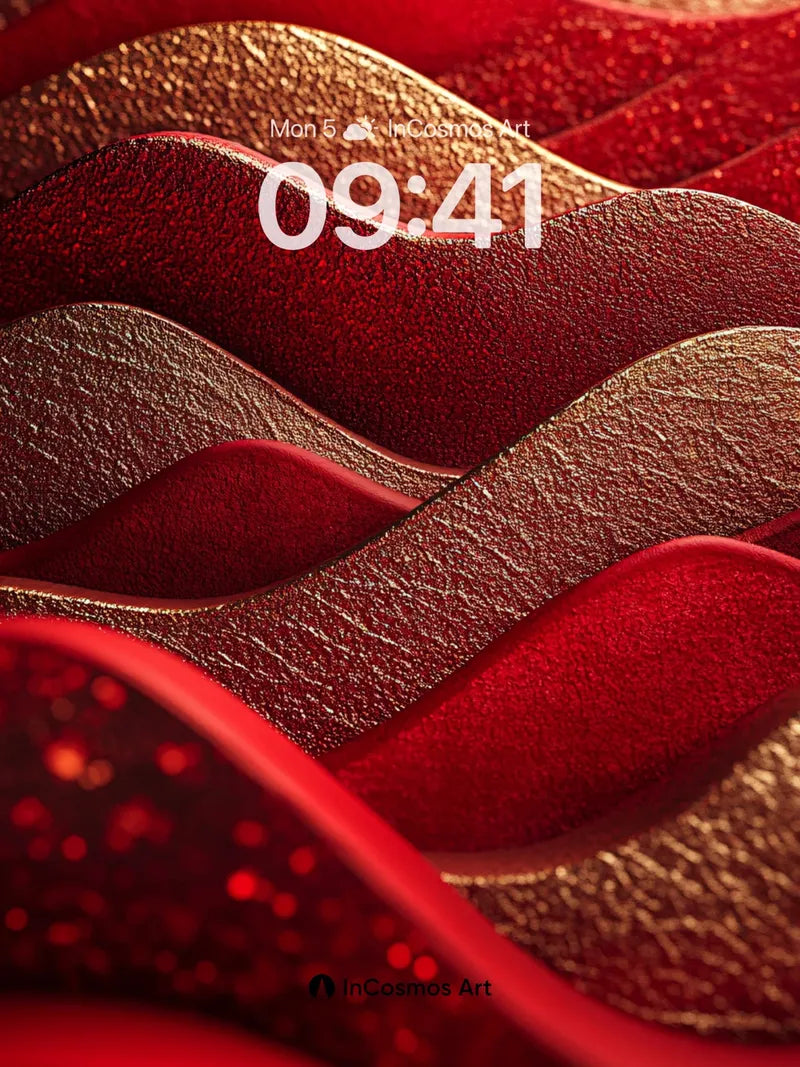 Crimson Wave Wallpaper with Golden Veins