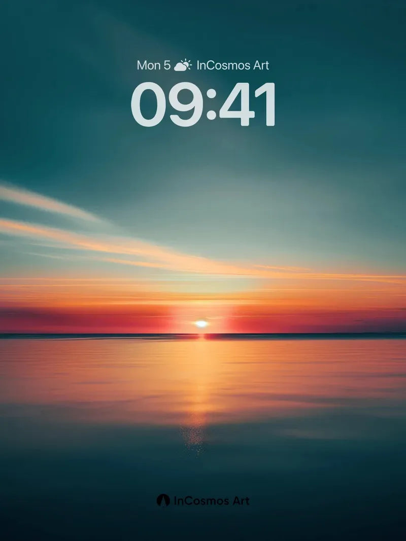 Serenity Horizon Wallpaper with Sunset Reflection