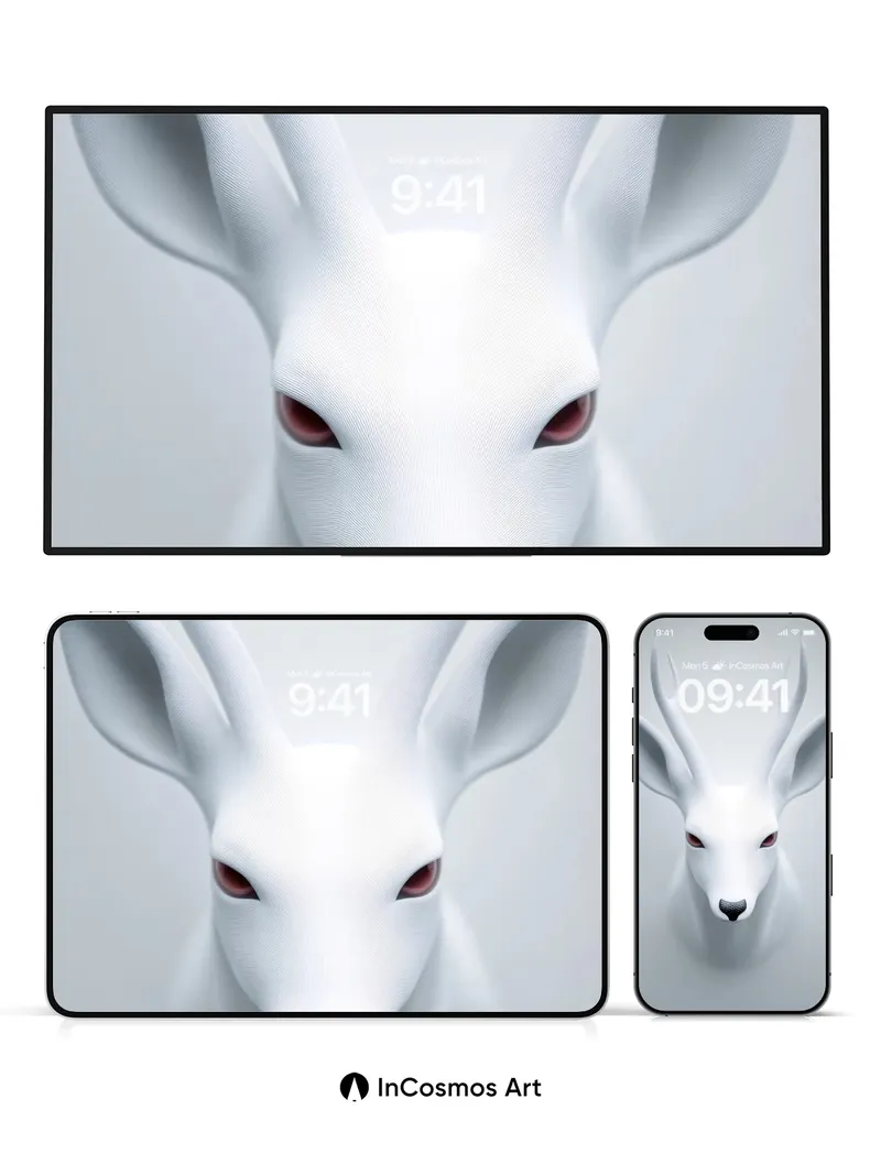 Silent Frost Wallpaper with Crimson Gaze