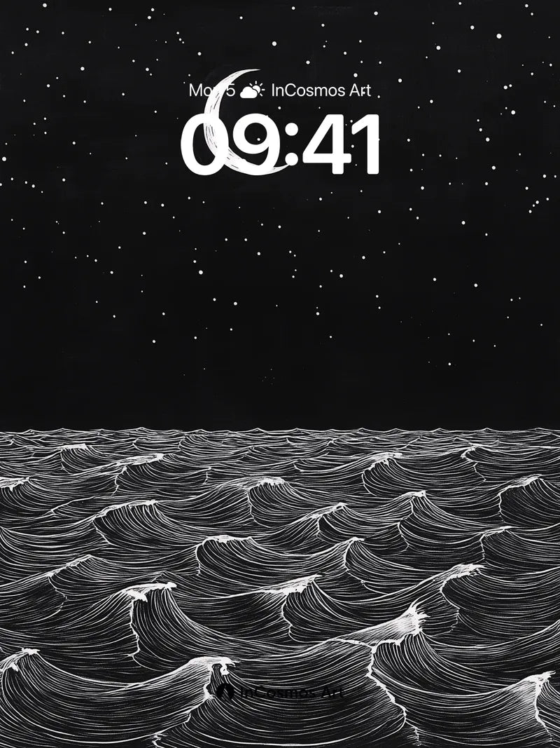 Moonlit Surge Wallpaper with Star-Stitched Sky