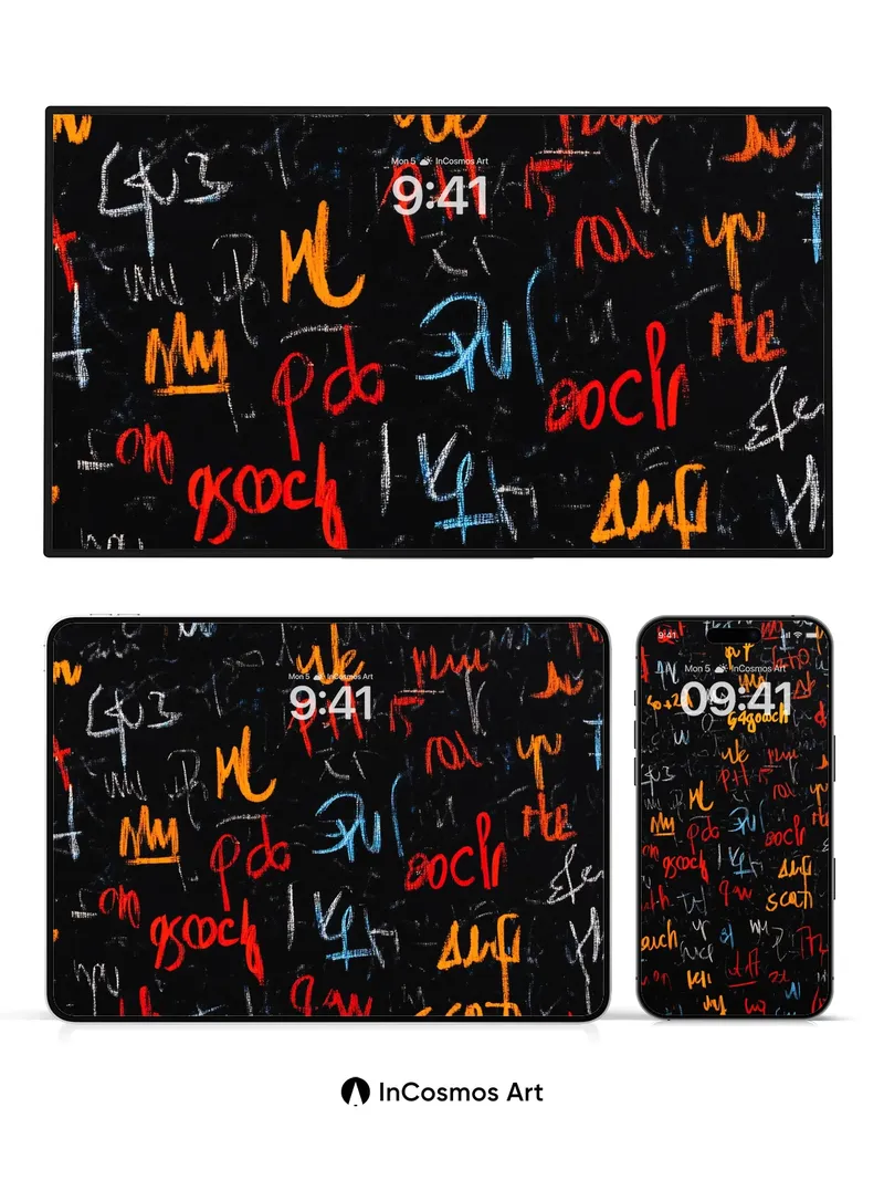 Chaos Script Wallpaper with Flickering Ink