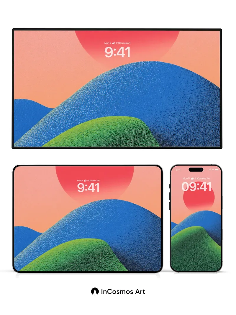 Serene Horizon Wallpaper with Textured Peaks