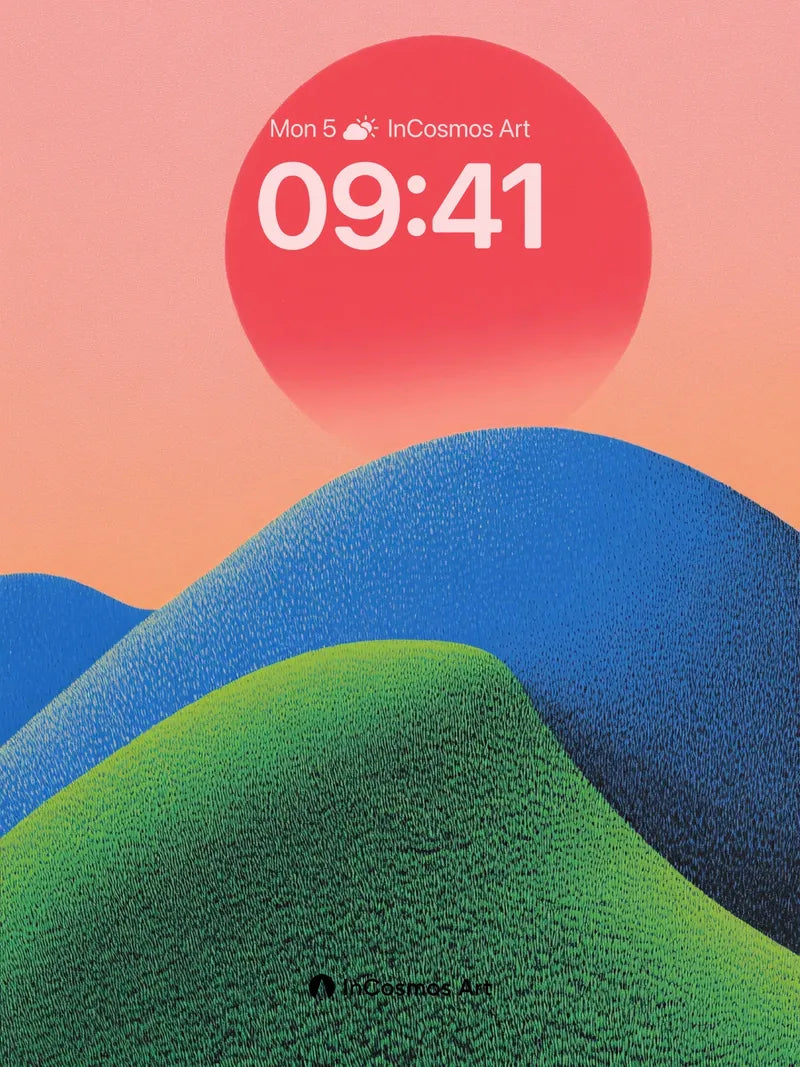 Serene Horizon Wallpaper with Textured Peaks