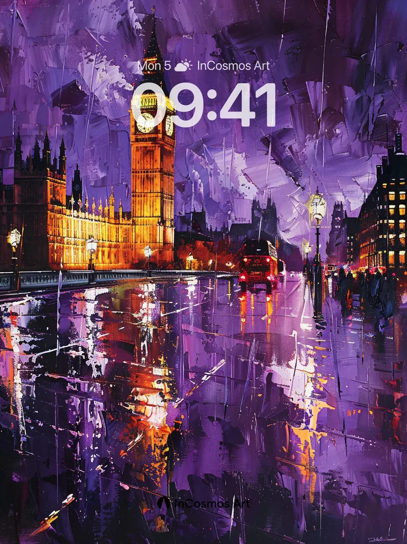 Electric Rain Wallpaper with Golden Reflections