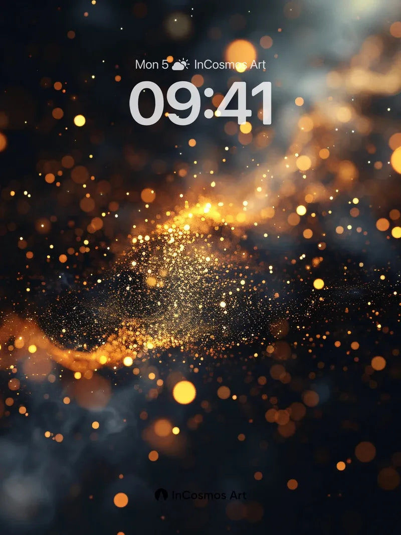 Golden Nebula Wallpaper with Floating Embers wallpaper for iPhone, iPad & Mac