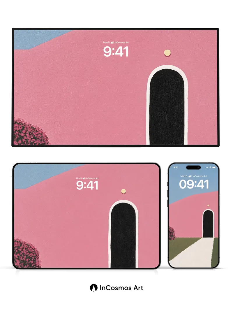 Serene Archway Wallpaper with Pink Horizon