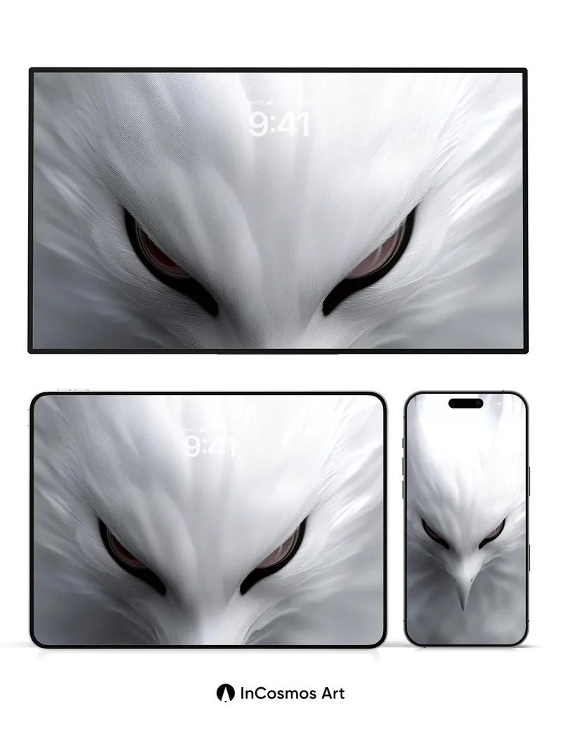 Frostwing Gaze Wallpaper with Crimson Eyes