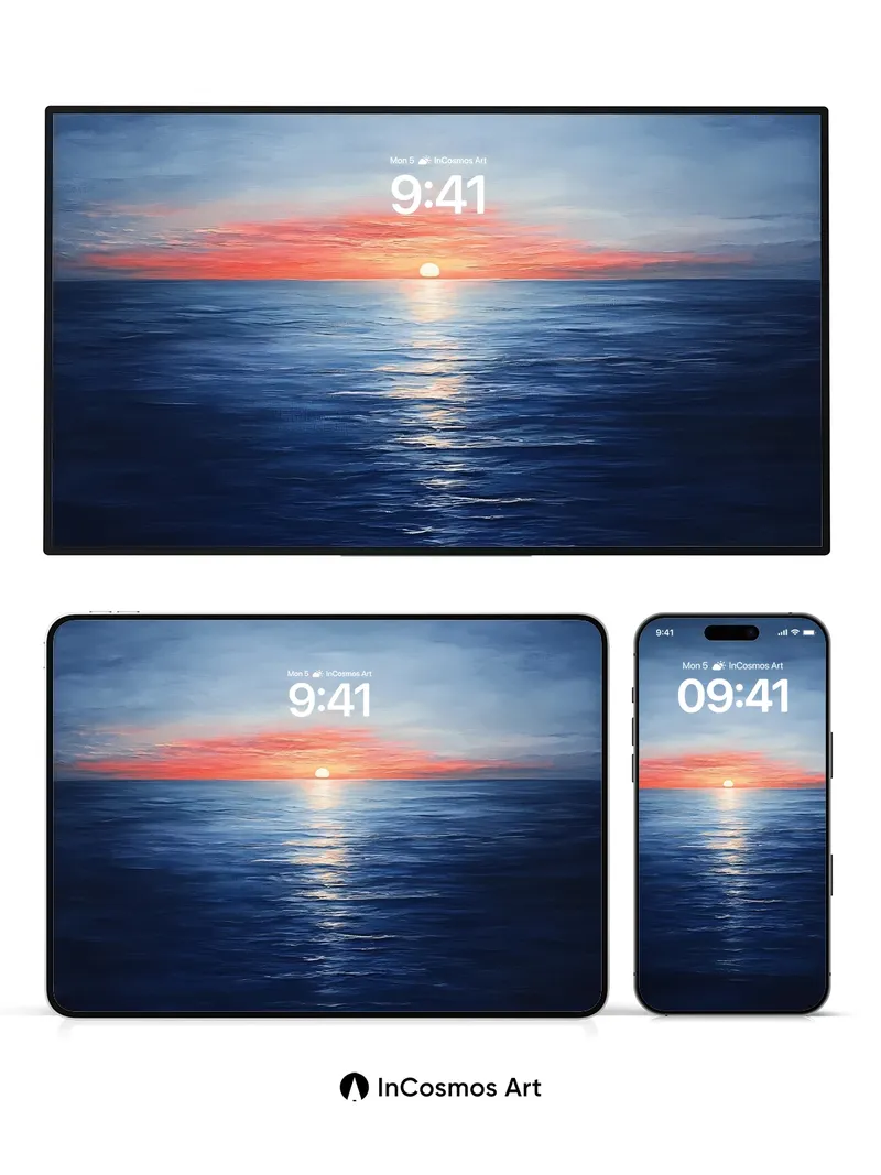 Serenity Horizon Wallpaper with Sunlit Reflections