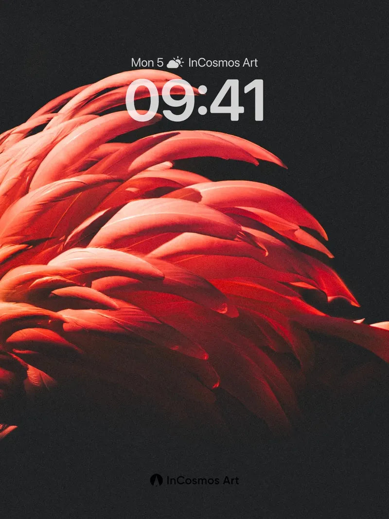 Crimson Feather Symphony Wallpaper with Living Light