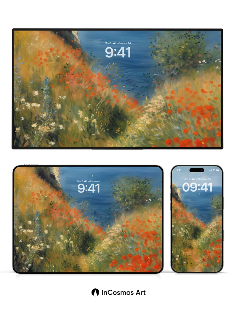 Sunlit Pathway Wallpaper with Ocean Whisper