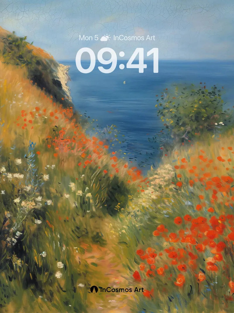 Sunlit Pathway Wallpaper with Ocean Whisper