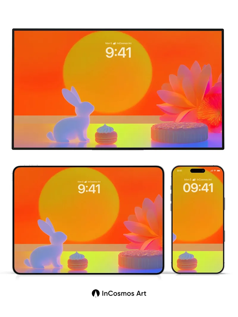 Luminous Hare Wallpaper with Sunset Bloom