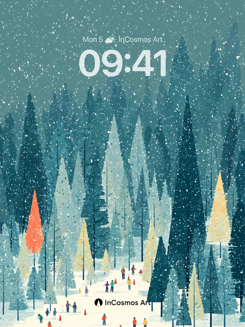 Snowfall Serenade Wallpaper with Whispering Pines