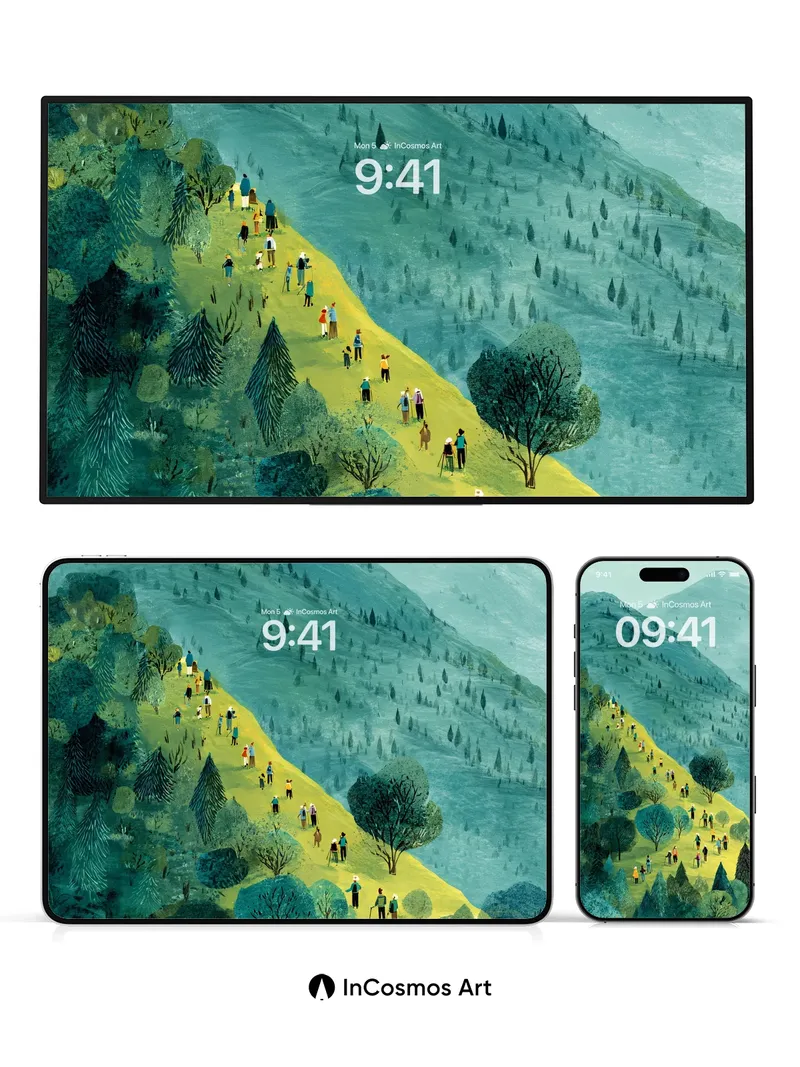 Serenity Trail Wallpaper with Whispering Pines