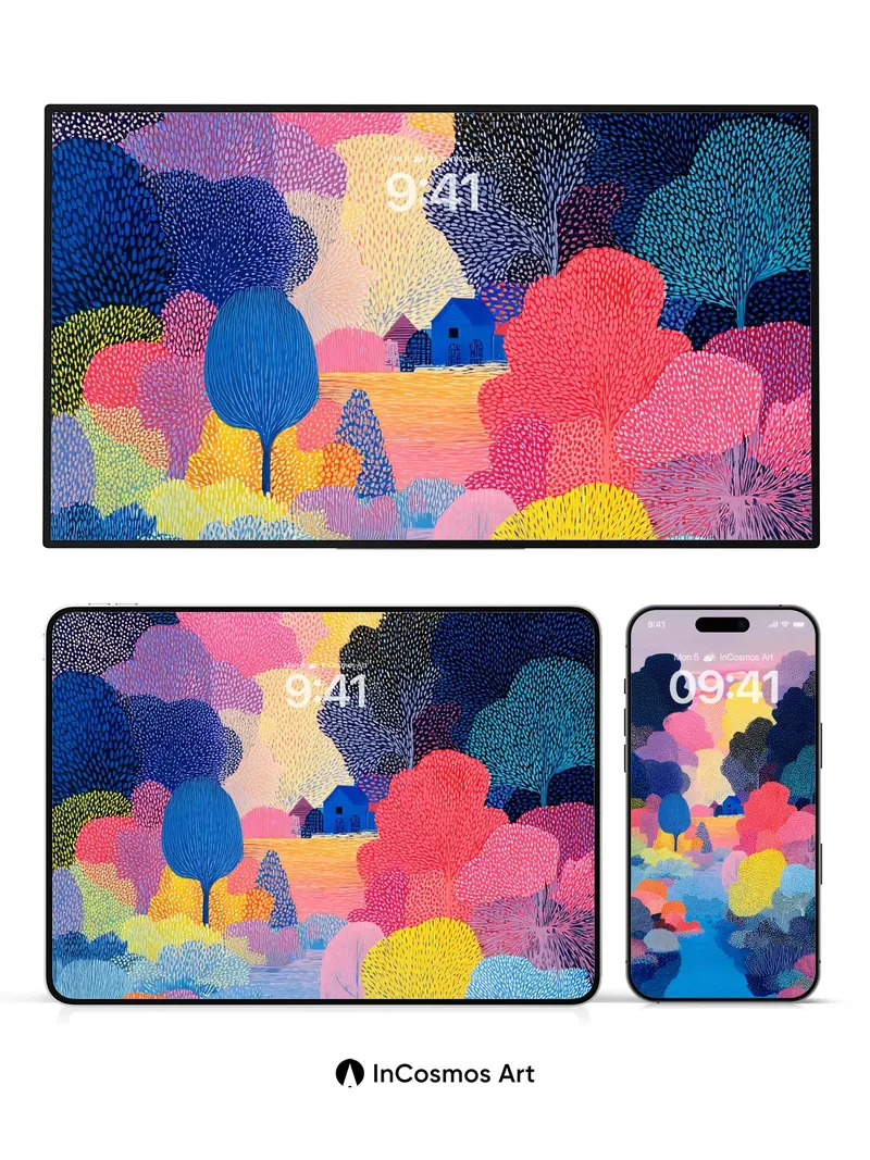 Whimsical Forest Wallpaper with Dreamy Haze