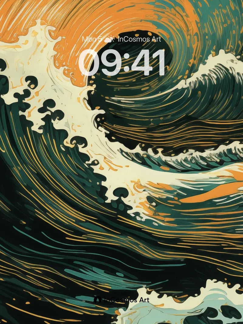 Whirlwind Ocean Wallpaper with Hokusai Echo wallpaper for iPhone, iPad & Mac
