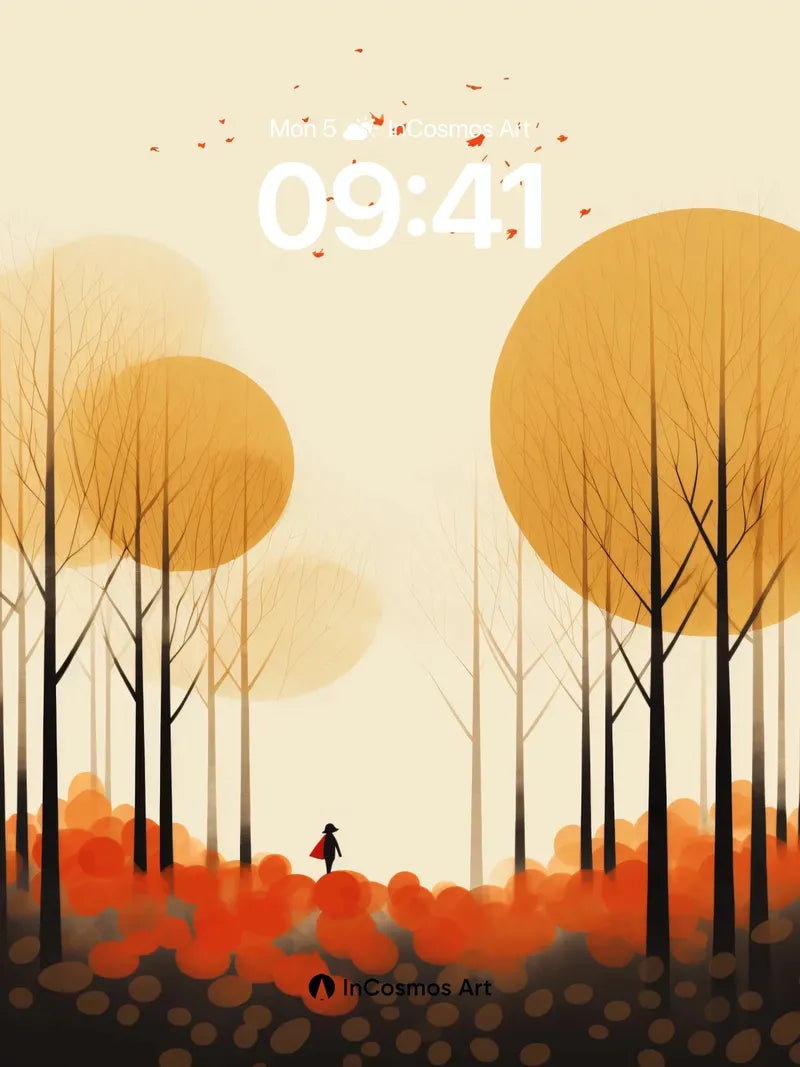 Autumn Hush Wallpaper with Floating Suns