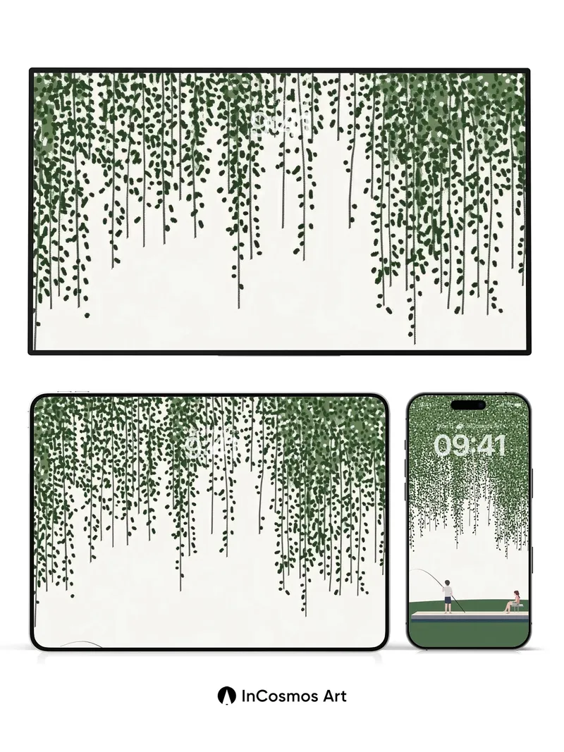 Serenity Under Willow Wallpaper with Quiet Moments