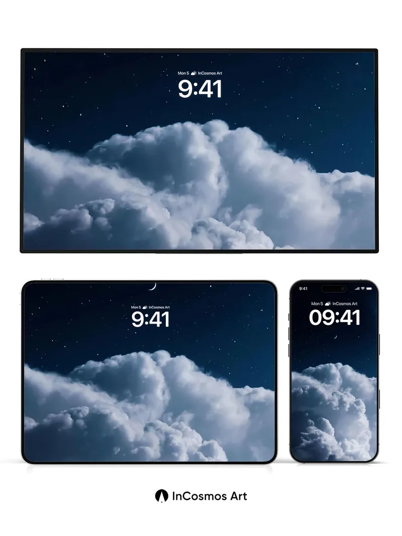 Crescent Reverie Wallpaper with Cloud Canopy