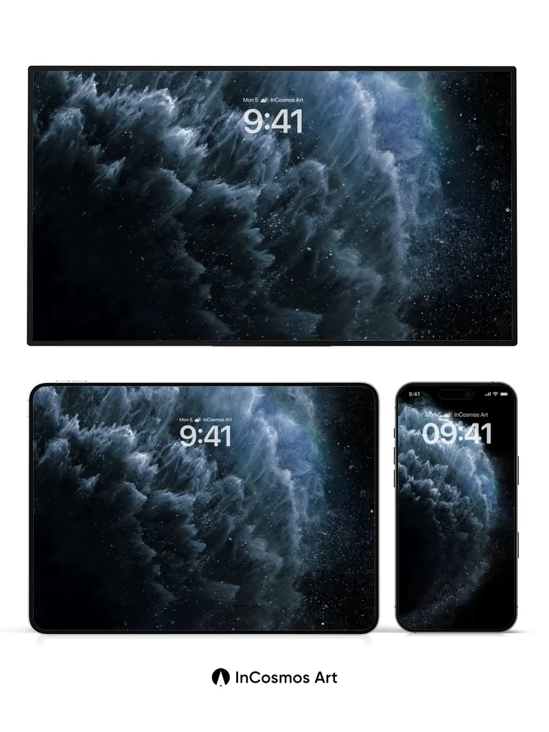 Cosmic Frost Wallpaper with Starlight Veil